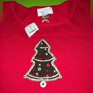 XL NEW Christopher & Banks Gingerbread Cookie Embroidered Tree Christmas Sweater